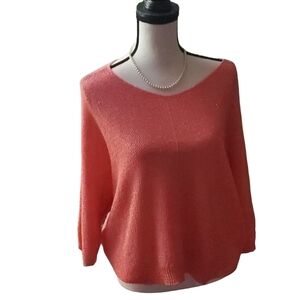 Orange sparkling sweater 3/4 sleeves
